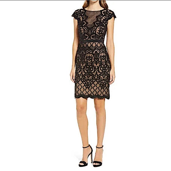 Tadashi Shoji Sequin Lace Body-Con Cocktail Dress - Picture 1 of 15